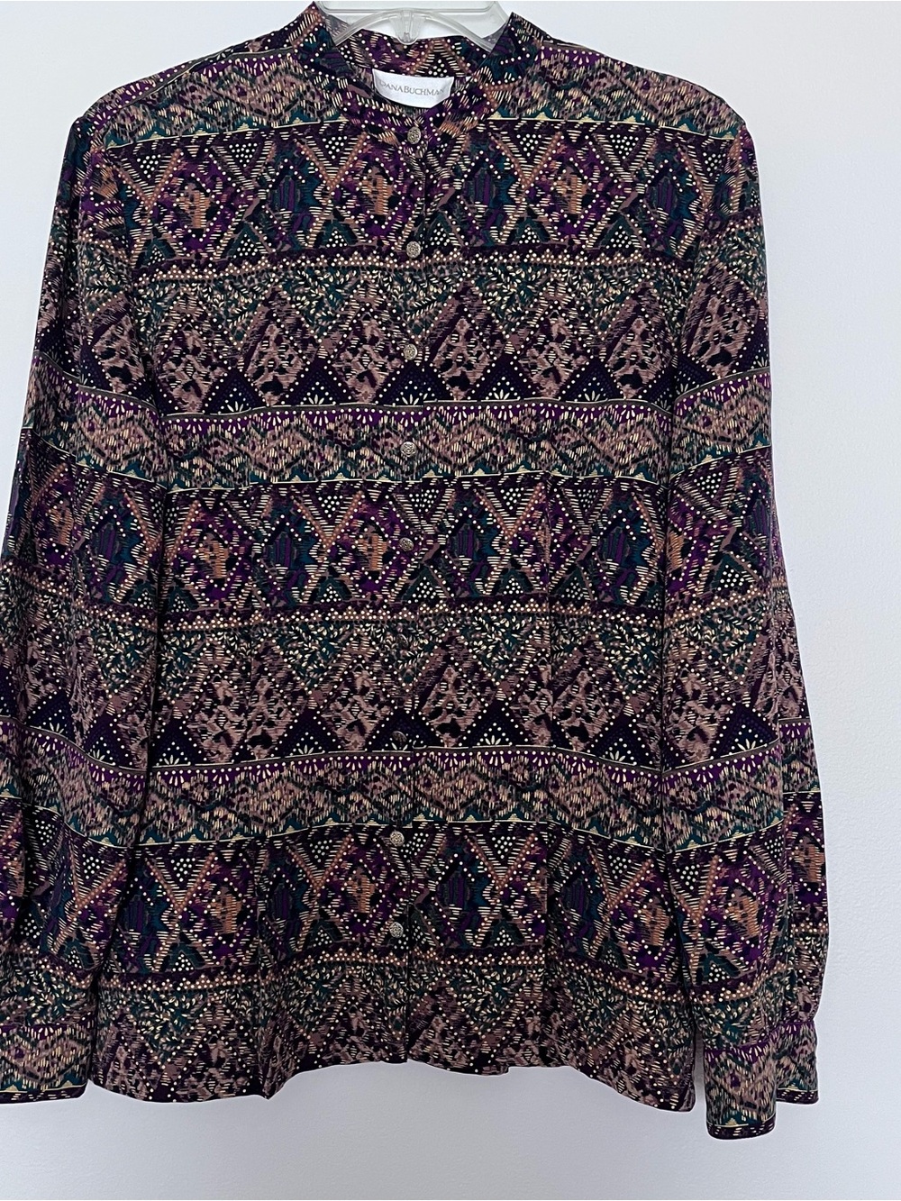 Dana Buchman Silk Multicolor Long-Sleeve Botton up Shirt Size 6 - Picture 8 of 11